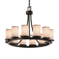 Textile Dakota Matte Black Ring Chandelier Short White Cylinder W Flat Rim Shade