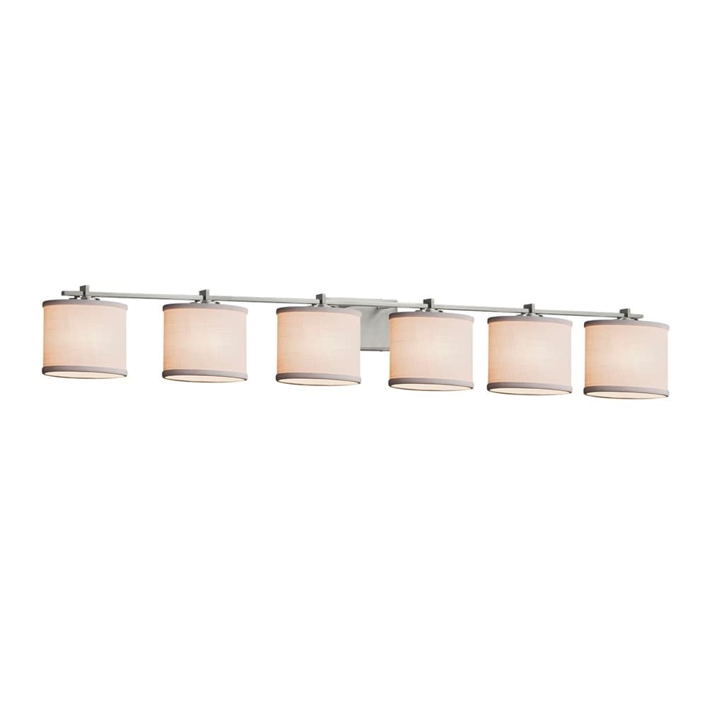 Textile Era 6 Light Brushed Nickel Bath White Oval Shade