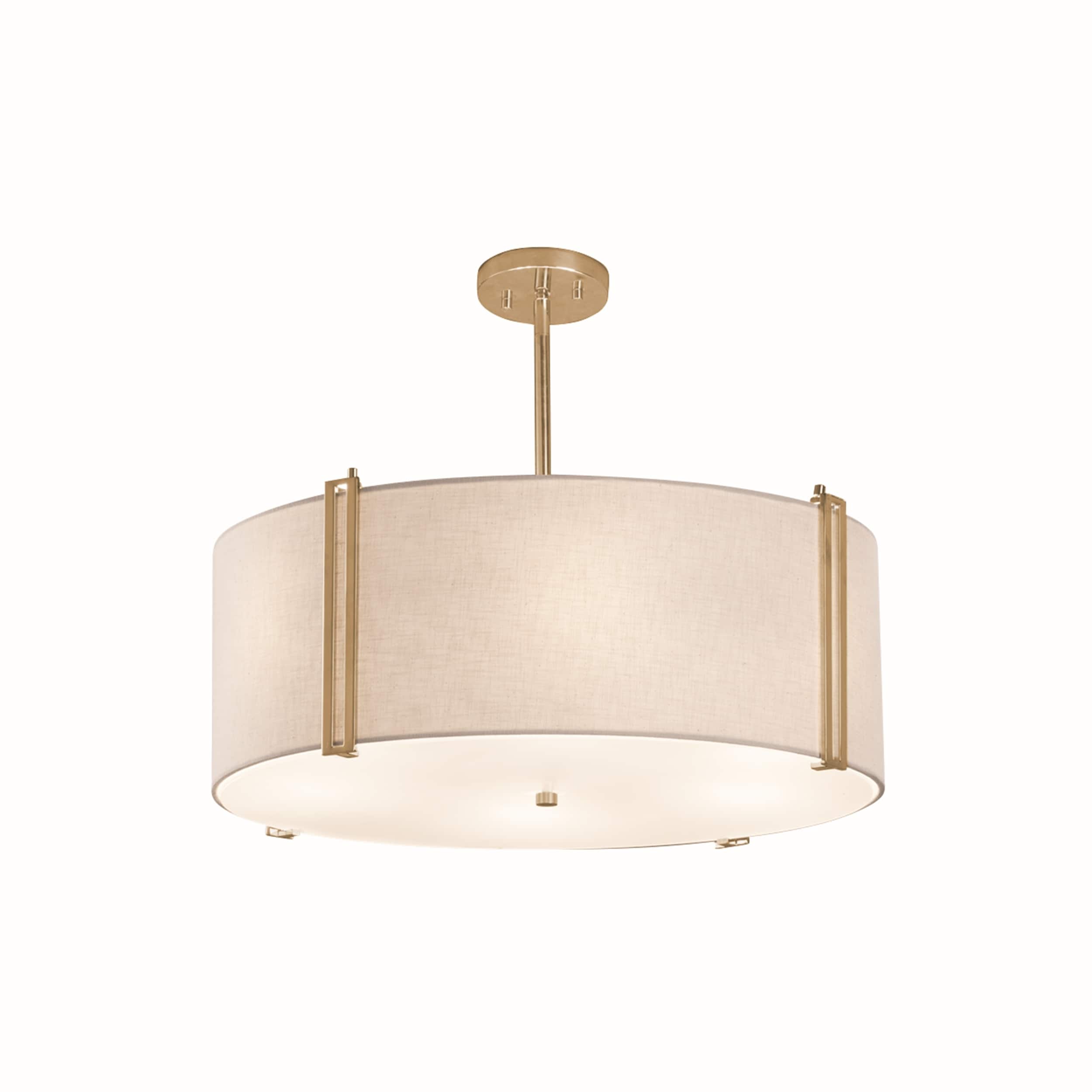 Textile Reveal 24 Inch Brushed Brass Drum Pendant White Shade