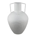 Textured Amphora Style Vase White Metal With Dual Handles 19 Inch
