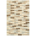 Style Haven Textured Blocks Beige Grey Wool Handcrafted Area Rug 5 X 8 5 X 8