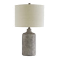 Textured Ceramic Frame Table Lamp With Fabric Shade Gray And Off White