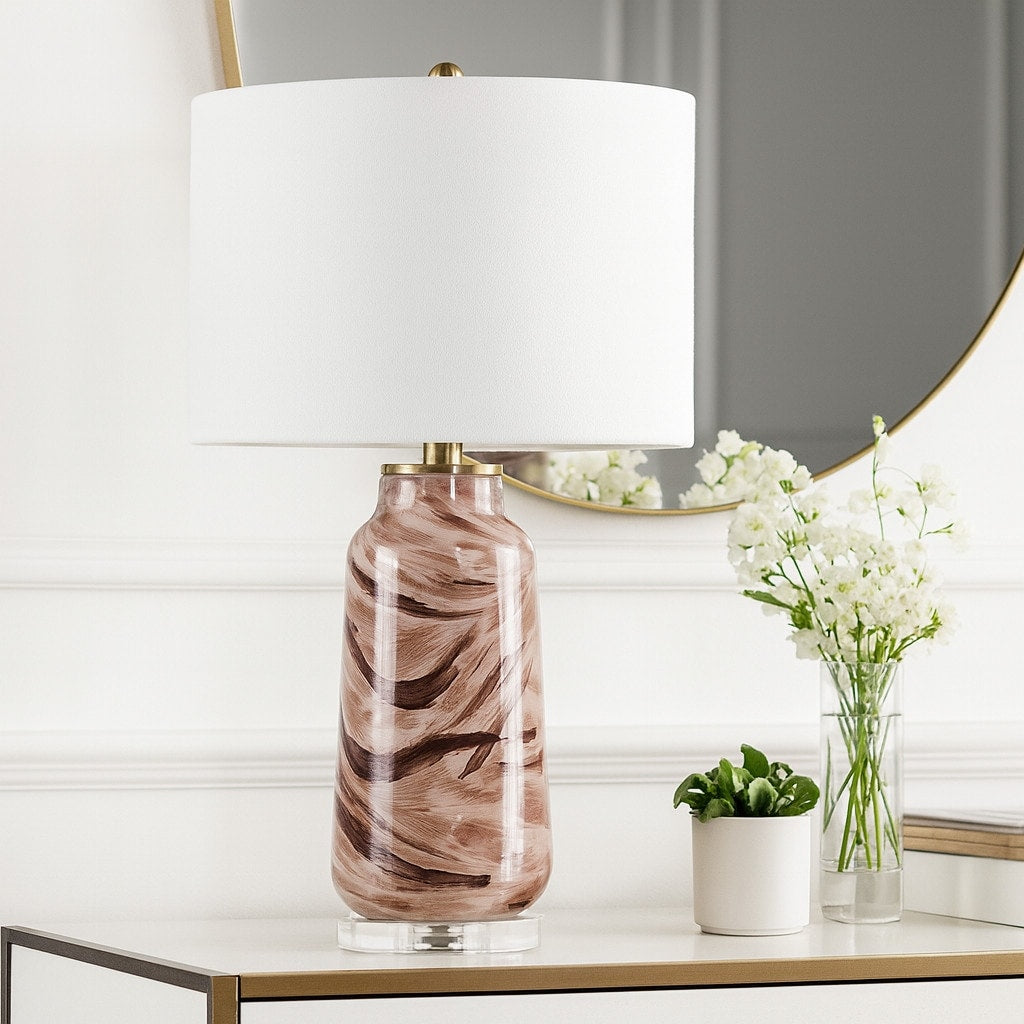 Decorative Pattern Glass Table Lamp Desk Lighting For Small Areas 29.0