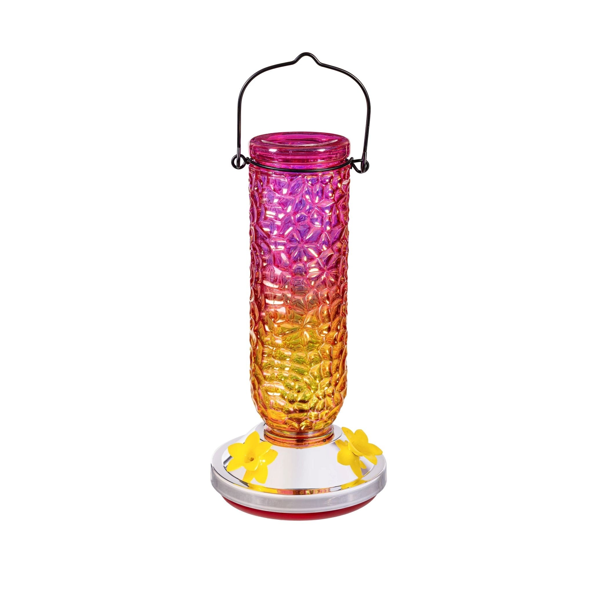 Textured Iridescent Glass Hummingbird Feeder