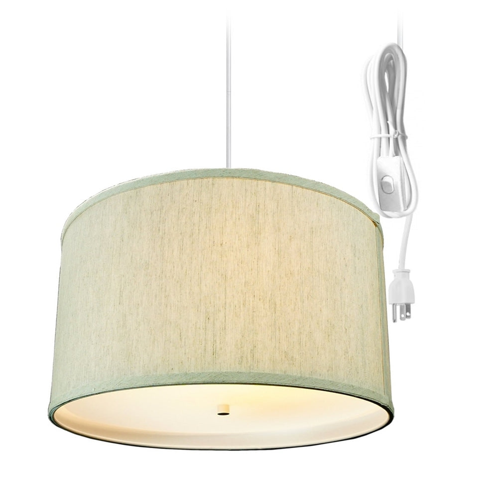 Textured Oatmeal 2 Light Swag Plug In Pendant With Diffuser