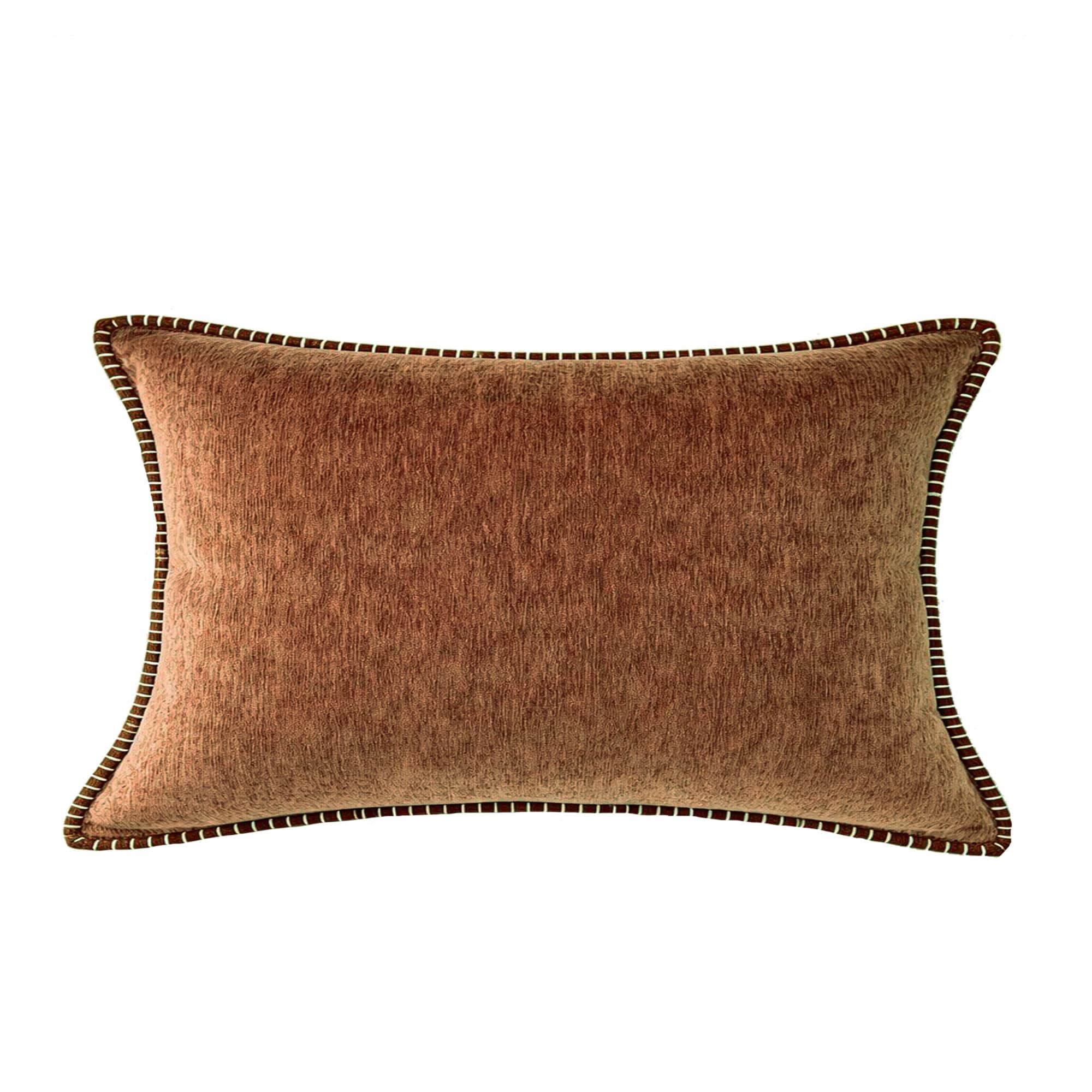 Textured Throw Pillow With Stitched Contrast Edge Set Of 2