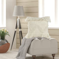 Textured And Fringe Ivory Throw Pillow