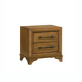 Tey Nightstand 2 Drawers W Long Black Handles Honey Brown