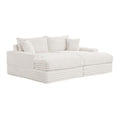 Teya Double Chaise Sofa 2 Pillows White Chenille Upholstery 94 Inch