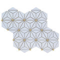 Thassos White Hexagon Marble With Gold Accents Mosaic Tile 1 Case 10 Sheets
