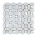 Thassos White Marble Octagon Mosaic Tile With Mother Of Pearl Inlay Case 10 Sheets