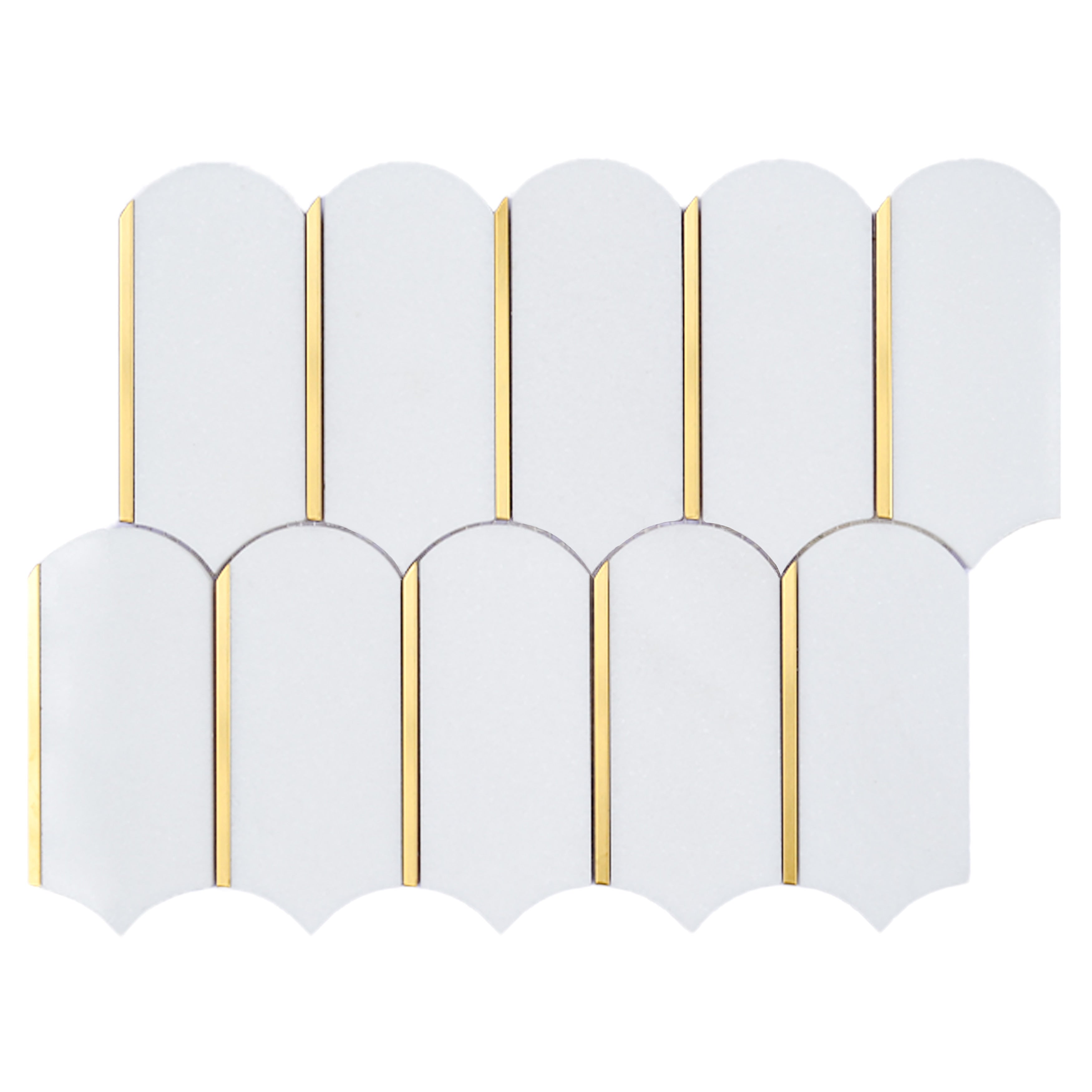 Thassos White Gold Metal Novelty Mosaic Wall Floor Tile 1 Case 10 Sheets
