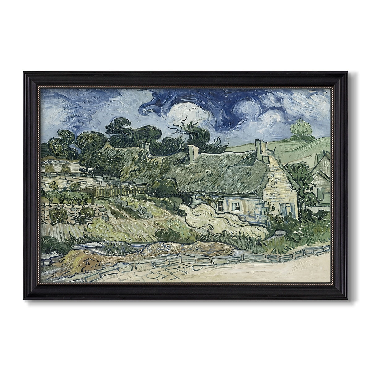 Thatched Cottages At Cordeville 1890 Vincent Van Gogh Custom Framed Canvas