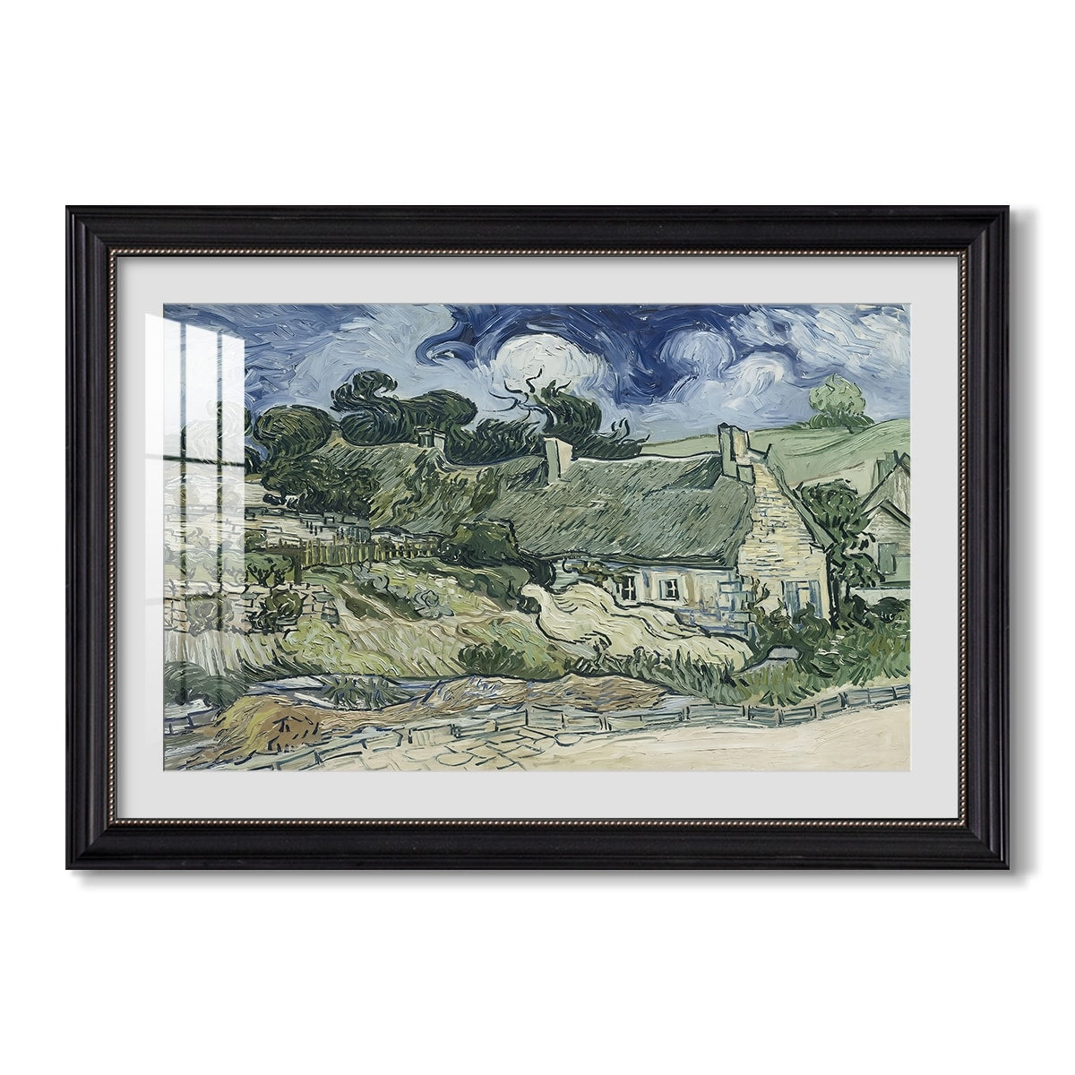 Thatched Cottages At Cordeville 1890 Vincent Van Gogh Custom Framed Print