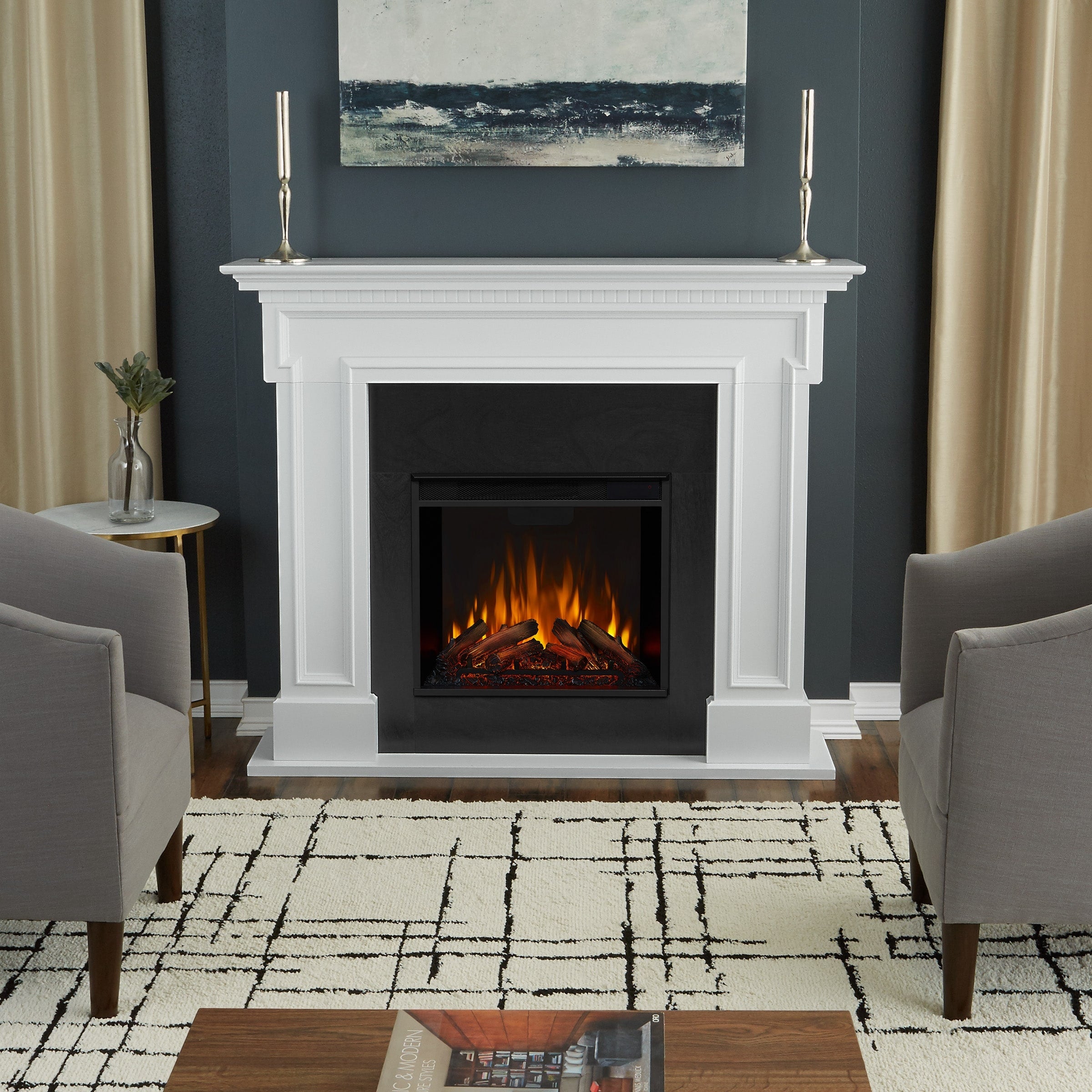 Thayer White Finish Electric Fireplace By Real Flame