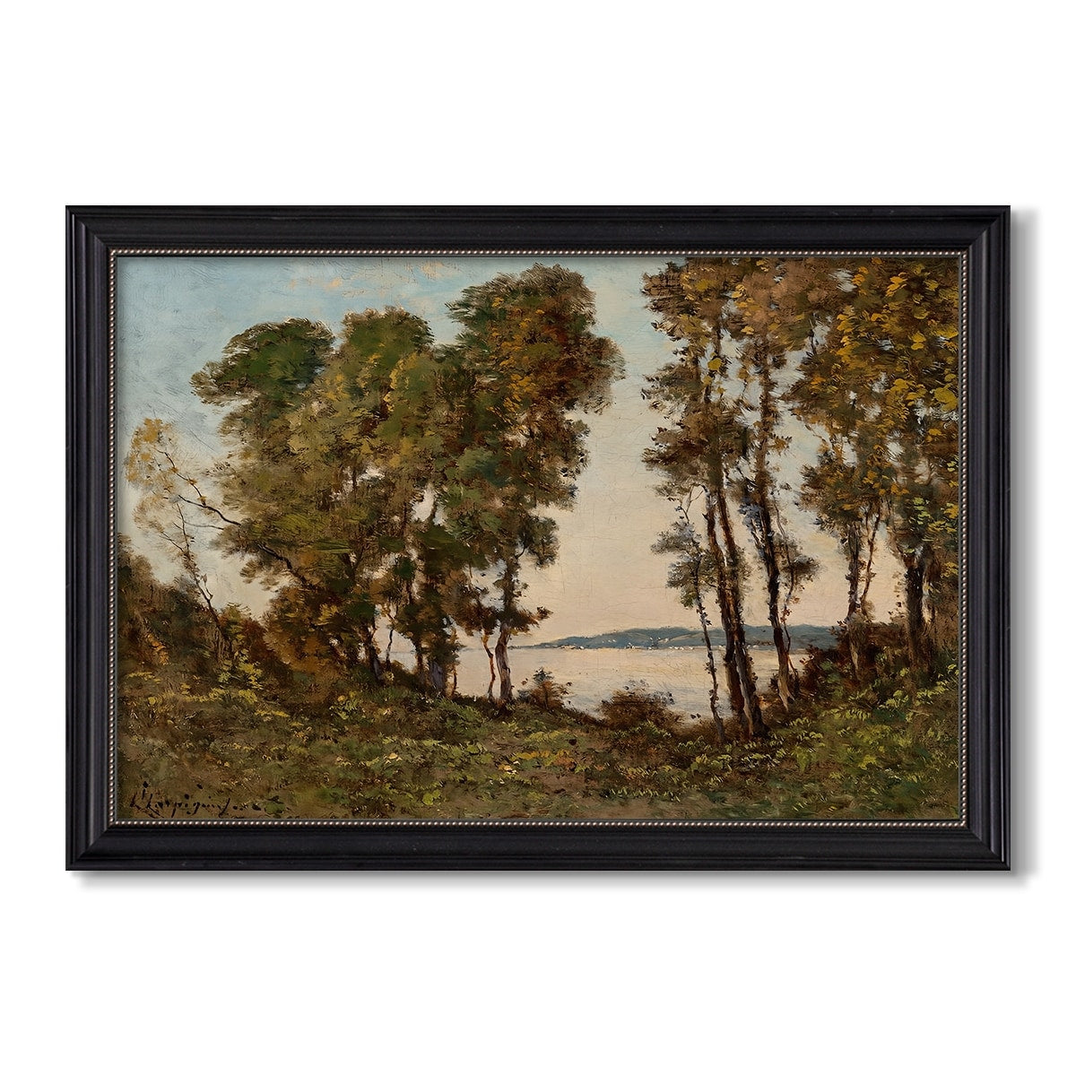 The Banks Of The Allier 1894 Henri Harpignies Custom Framed Canvas