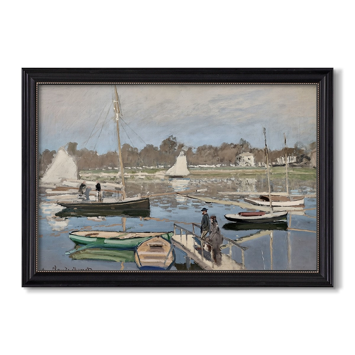The Basin At Argenteuil 1874 Claude Monet Custom Framed Canvas