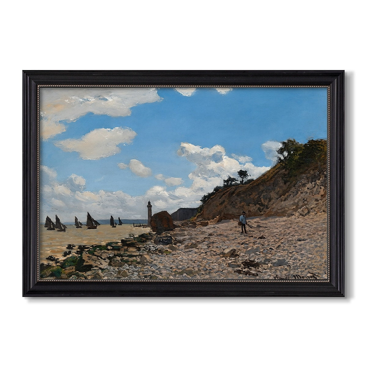 The Beach At Honfleur 1864 Claude Monet Custom Framed Canvas