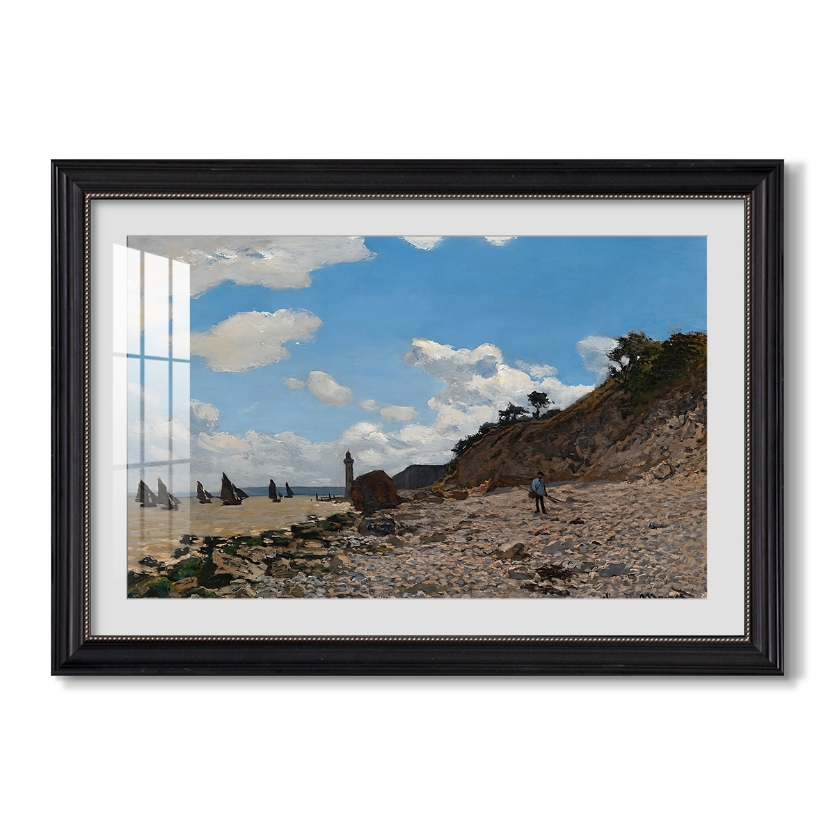 The Beach At Honfleur 1864 Claude Monet Custom Framed Print