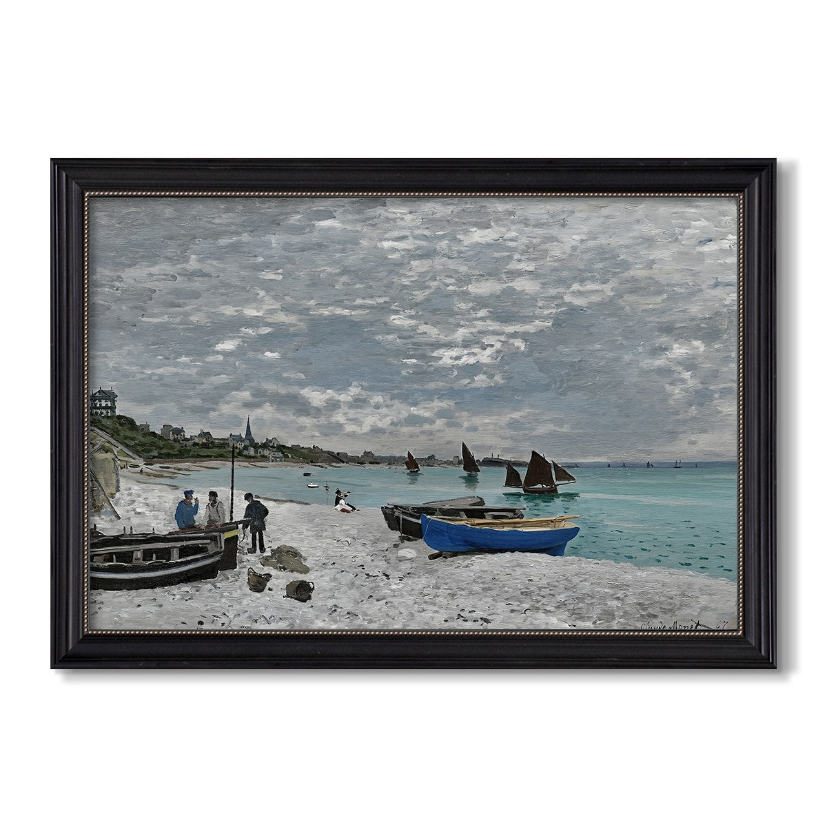 The Beach At Sainte Adresse 1867 Claude Monet Custom Framed Canvas