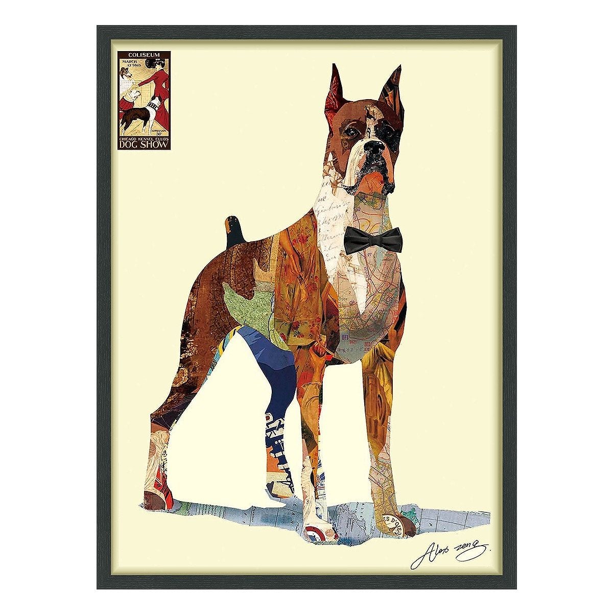 Empire Art The Boxer Hand Made Signed Art Collage By Ead Artists Co Op Under Tempered Glass In Black Frame