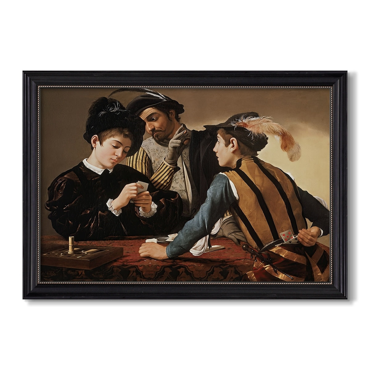 The Cardsharps C 1594 Caravaggio Custom Framed Canvas