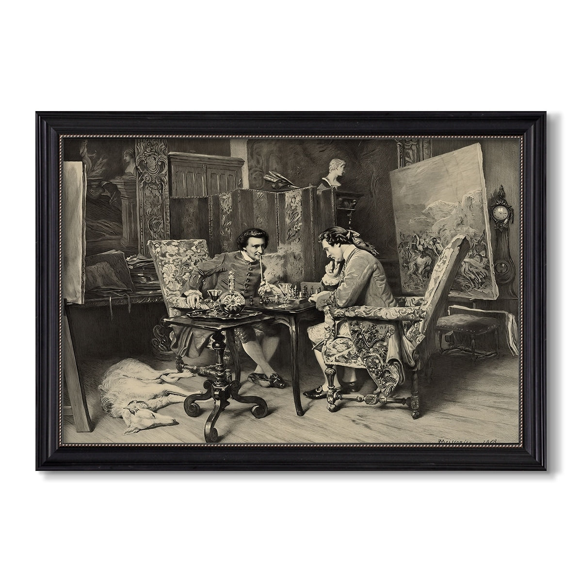The Chess Players 1858 Ernest Meissonier Custom Framed Canvas