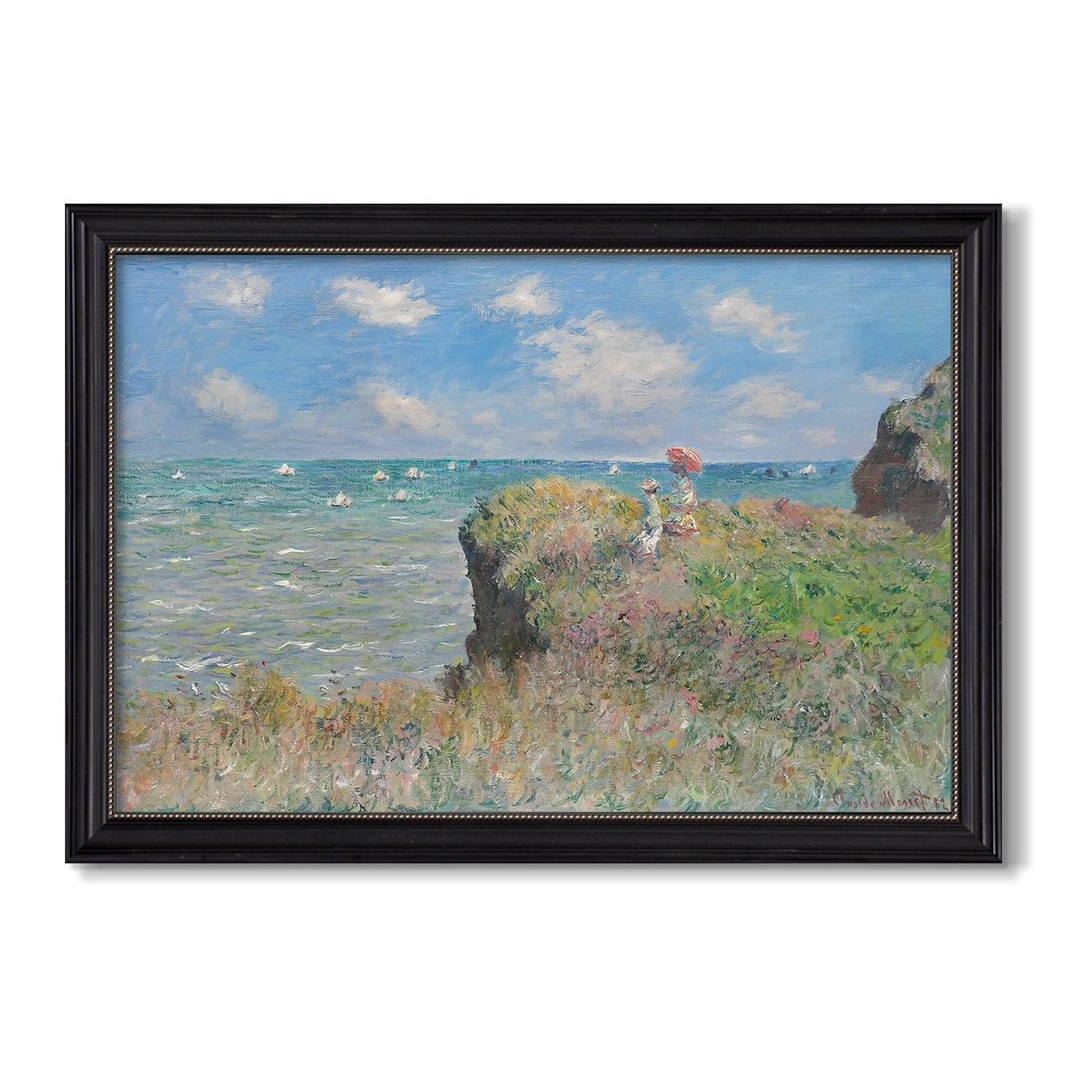 The Cliff Walk At Pourville 1882 Claude Monet Custom Framed Canvas