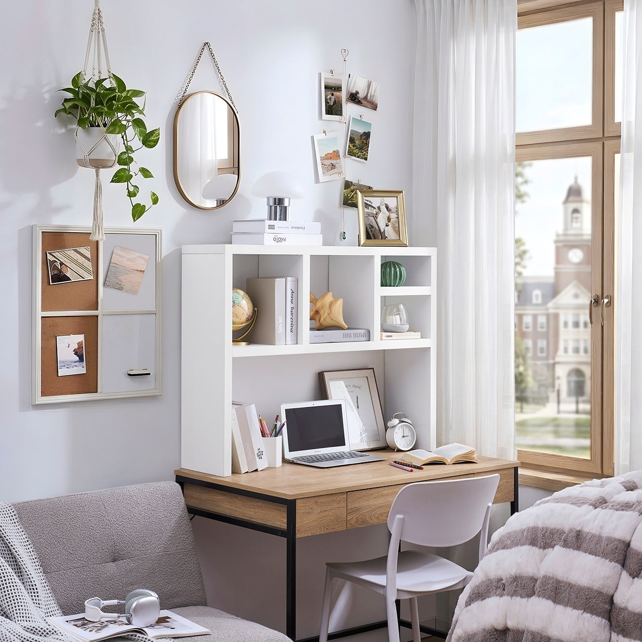 The College Cube Thick Desk Bookshelf White By Dormco