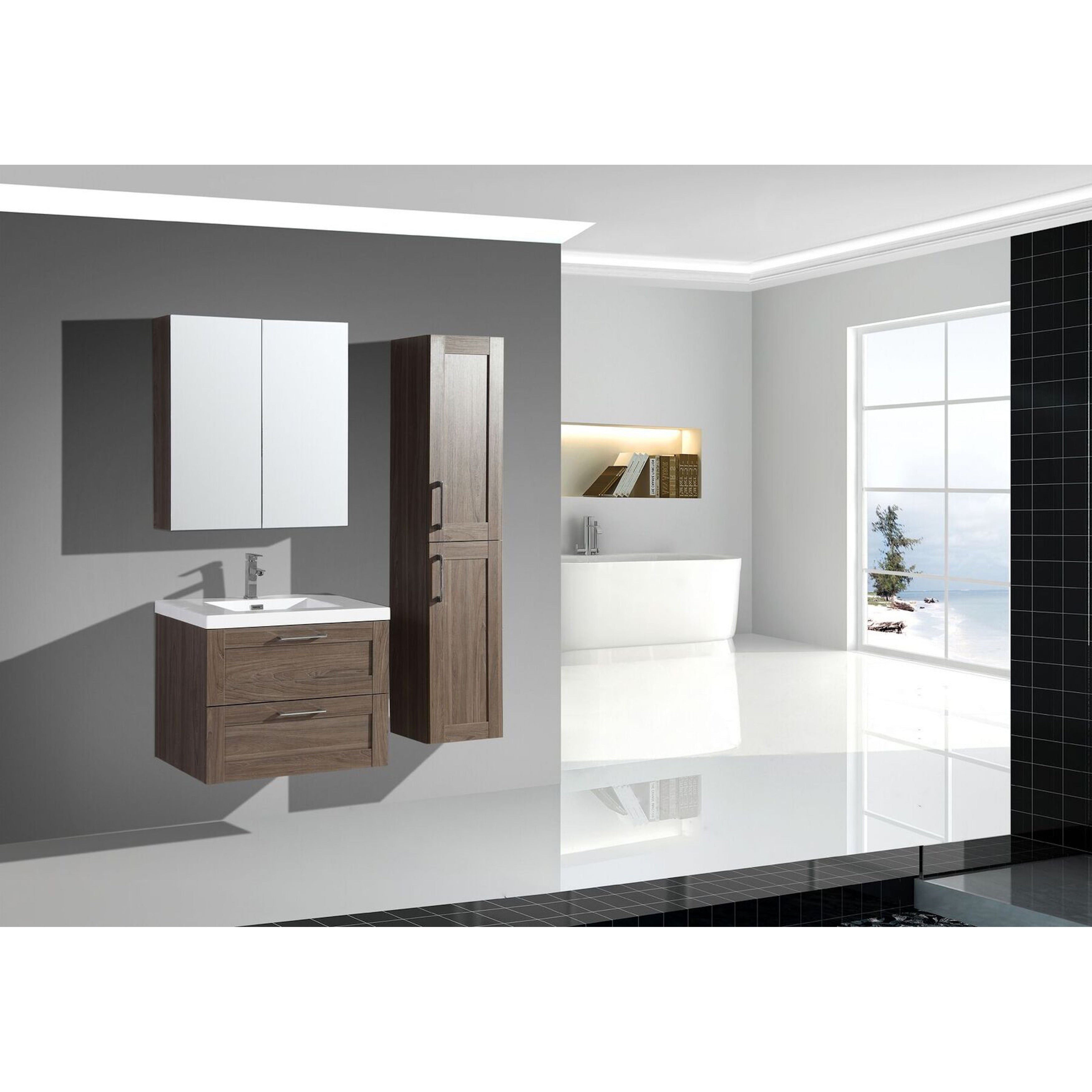 The Cosmo Collection 30 Inch Floating Modern Bathroom Vanity