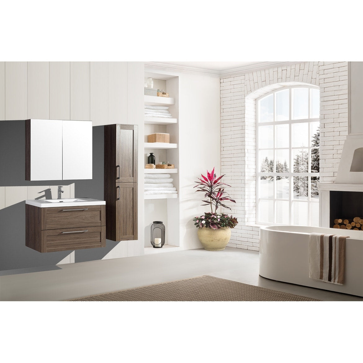 The Cosmo Collection 36 Inch Floating Modern Bathroom Vanity