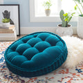 The Curated Nomad Atlanta 30 Inch Teal Round Tufted Velvet Floor Pillow