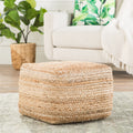 The Curated Nomad Camarillo Modern Beige Cube Shape Jute Pouf