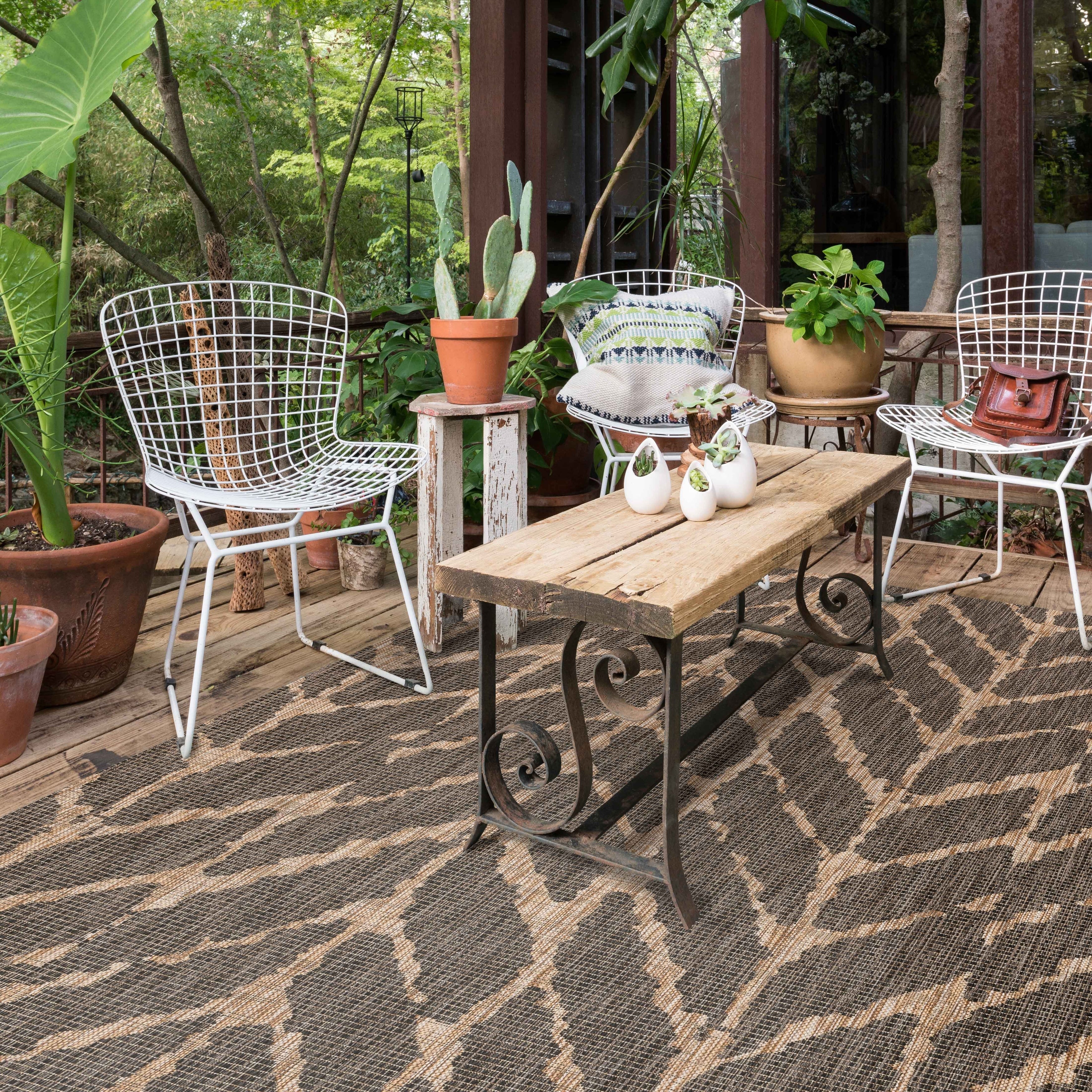 Havenside Home Wilminton Indoor Outdoor Aqua Abstract Chevron Rug 53 X 77