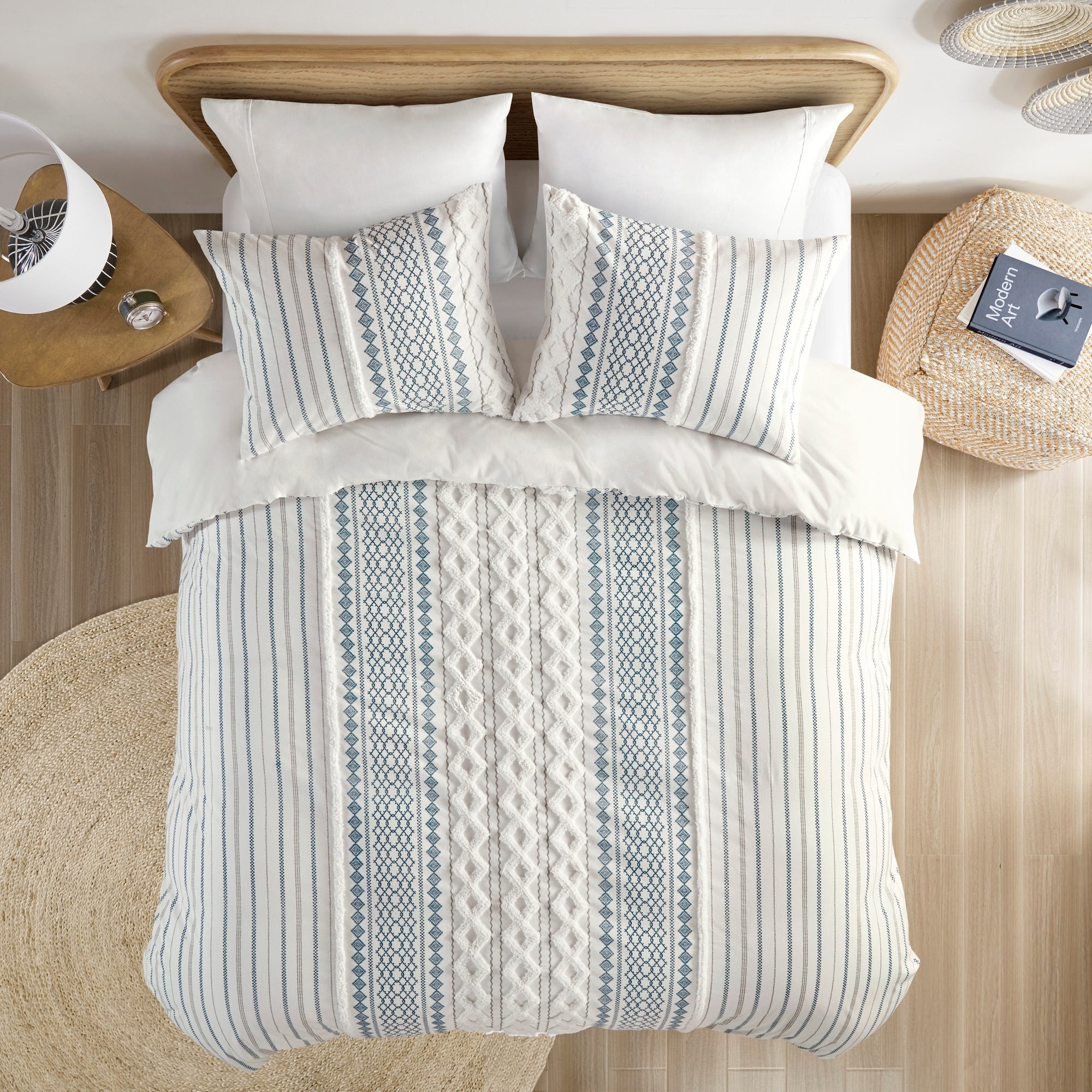 The Curated Nomad Clementina Ivory Cotton 3 Piece Duvet Cover Set