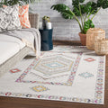 Santa Fe Indoor Outdoor Medallion Ivory Multicolor Area Rug 76 X96