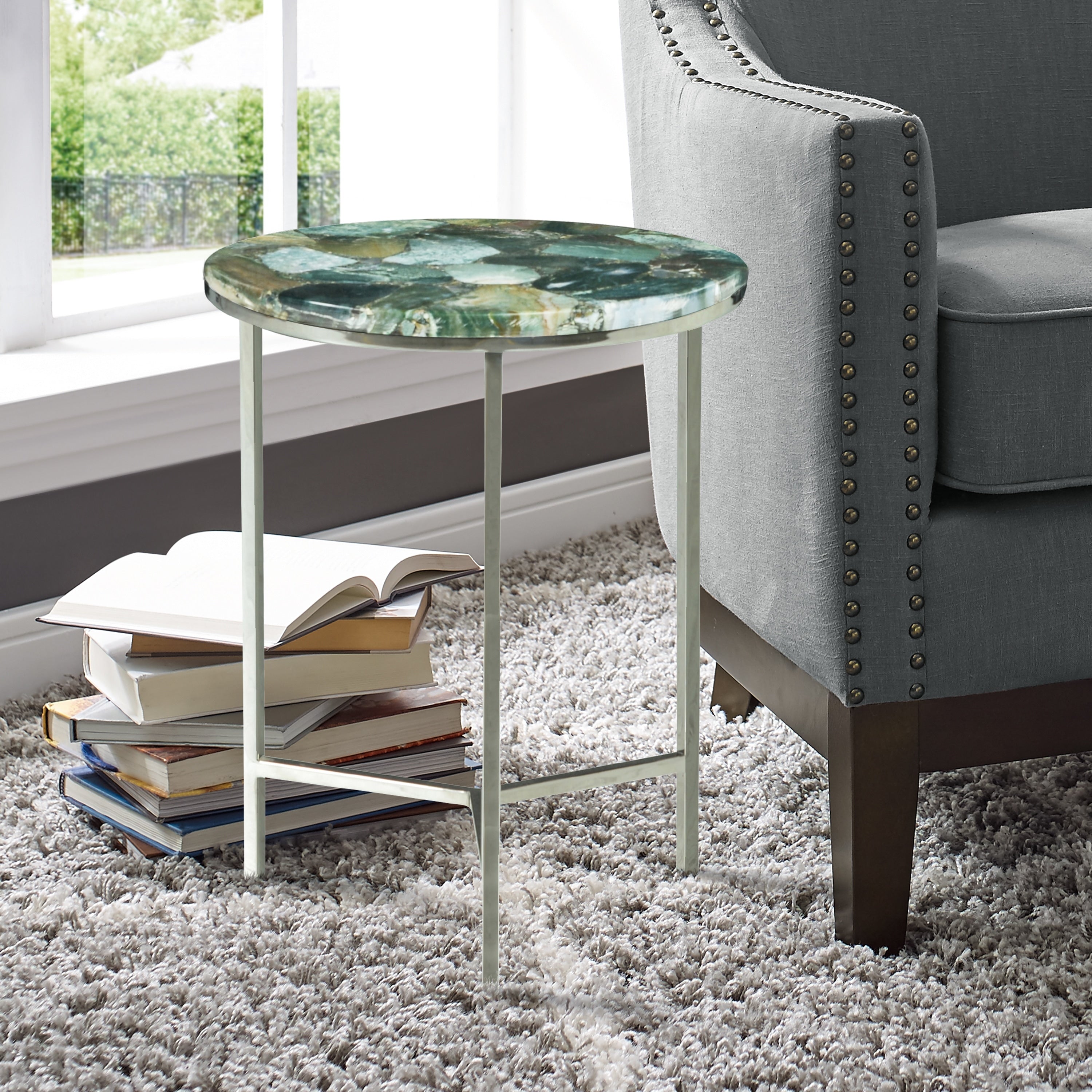 The Curated Nomad Fleures Agate Top Chairside Table
