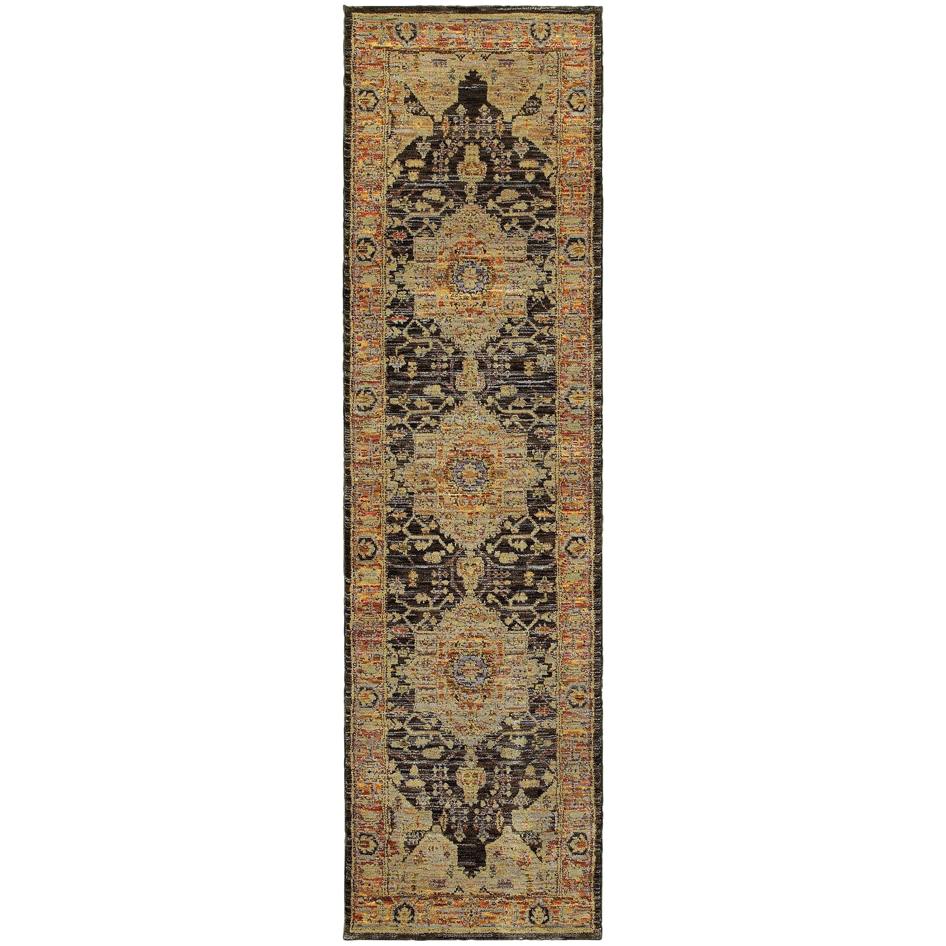 The Curated Nomad Gladys Medallion Gold Grey Area Rug 710 X 1010