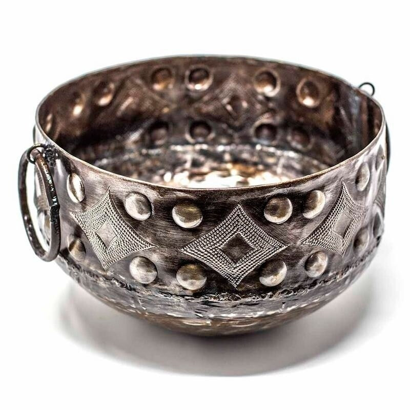 The Curated Nomad Haitia Handmade Hammered Metal Bowl With Handles