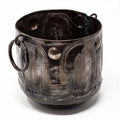 The Curated Nomad Haitia Handmade Hammered Metal Round Container With Handles