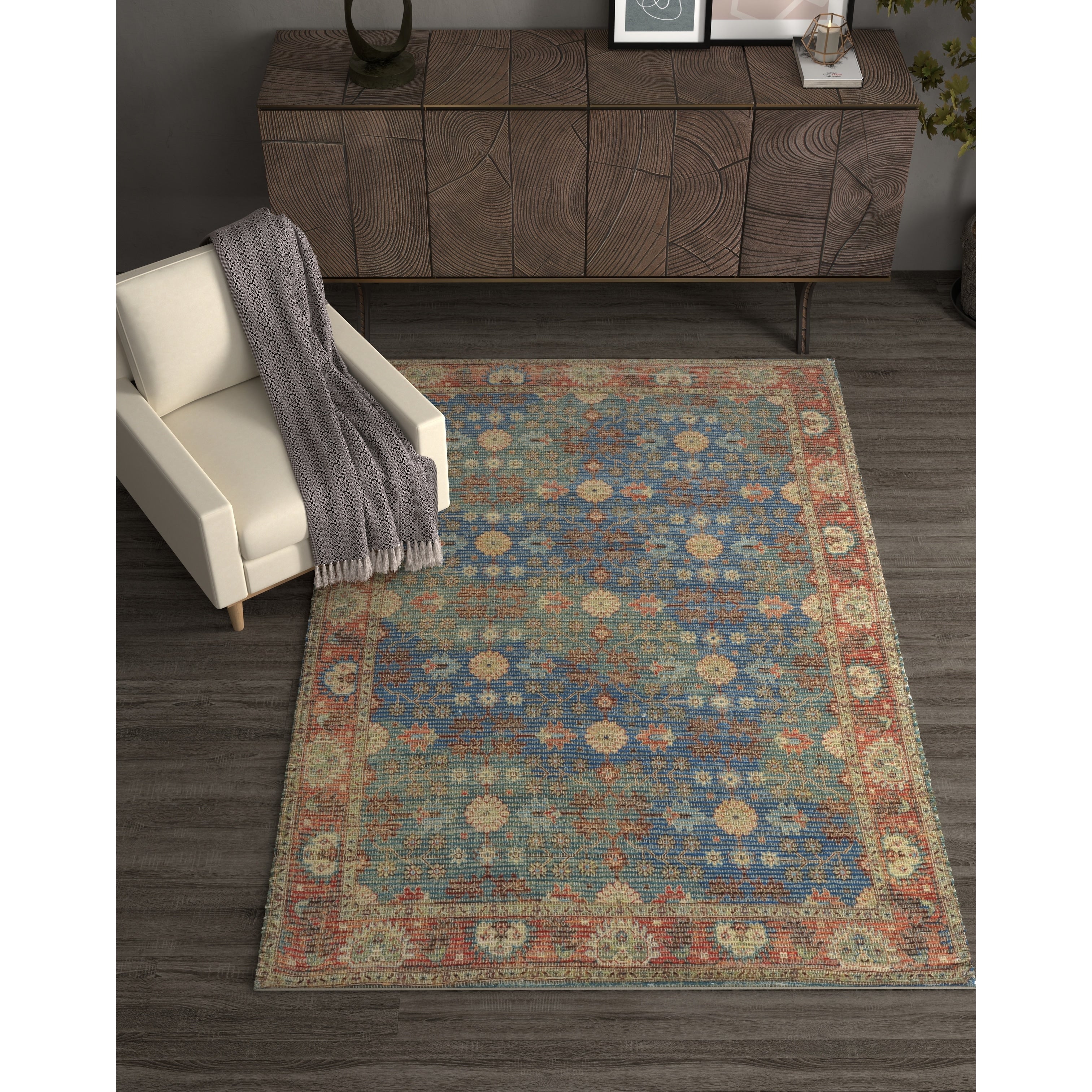 Morris Blue Red Traditions Area Rug