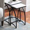 The Curated Nomad Melissa 2 Piece Marble Top Handcrafted Nesting Table Set