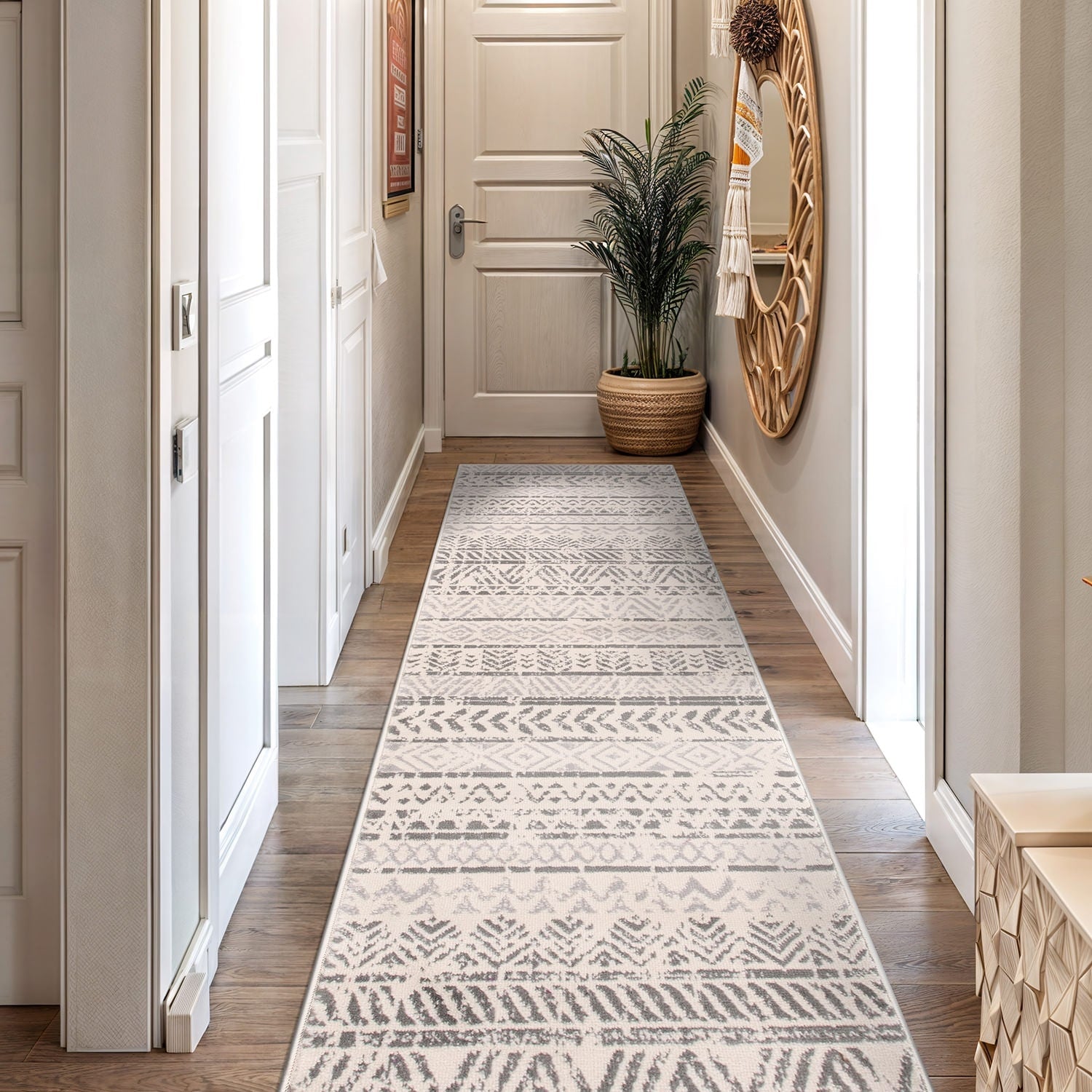Geometric Distressed Bohemian Rug