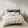 The Curated Nomad Natoma Ivory Charcoal Cotton Jacquard 3 Piece Comforter Set