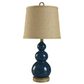 The Curated Nomad Nayla Nautical Blue Table Lamp With Burlap Shade