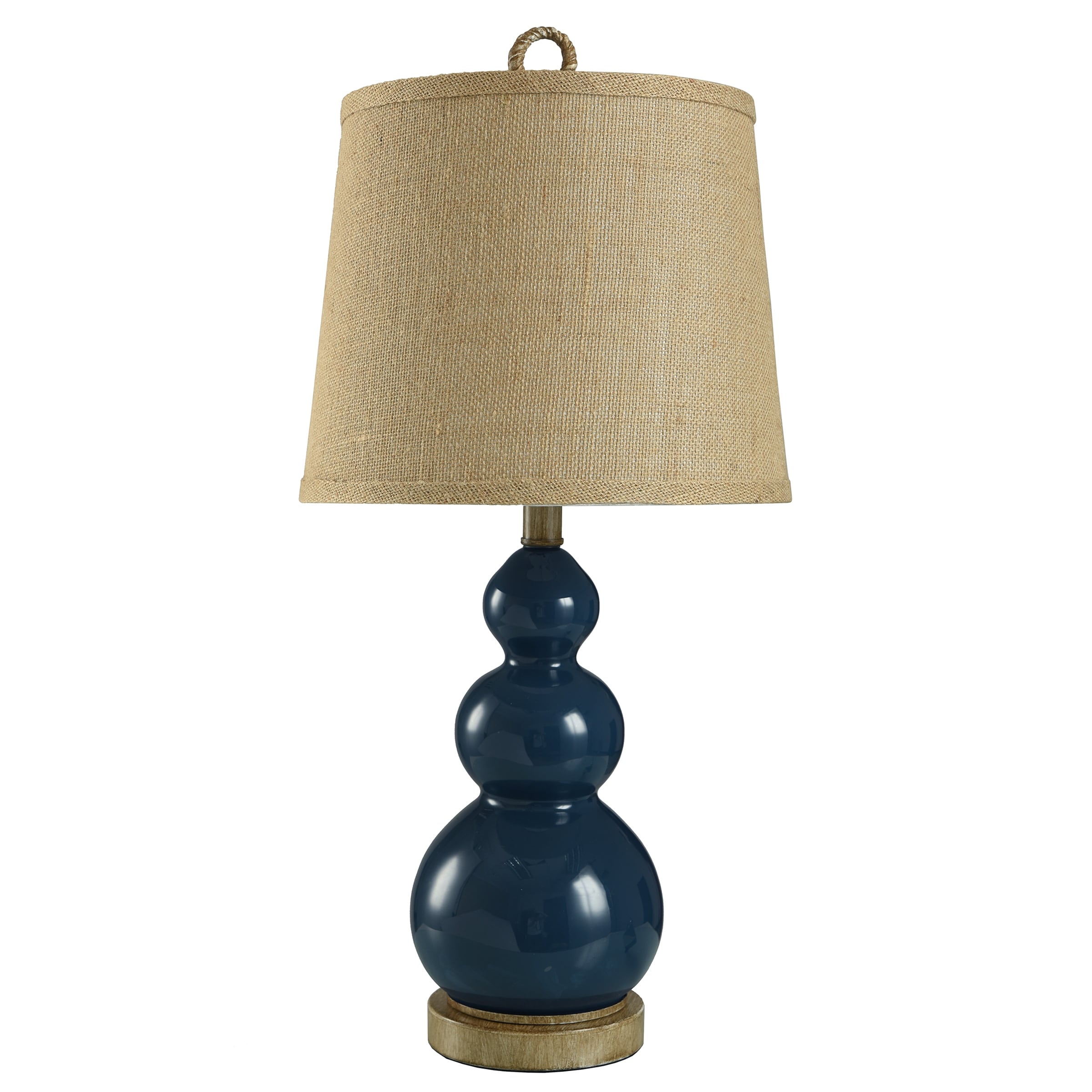 The Curated Nomad Nayla Nautical Blue Table Lamp With Burlap Shade
