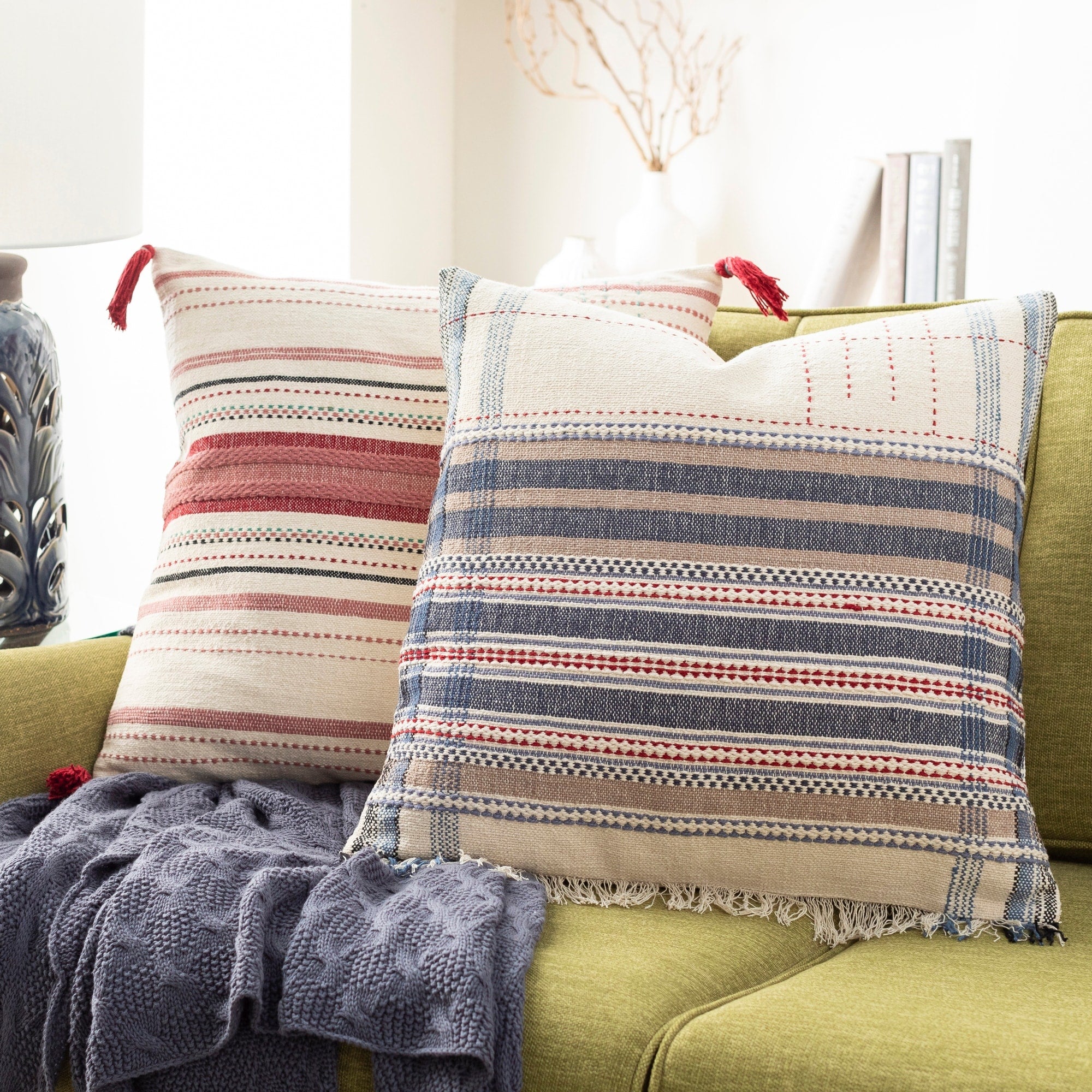 The Curated Nomad Park Hand Embroidered Boho 20 Inch Throw Pillow Cover