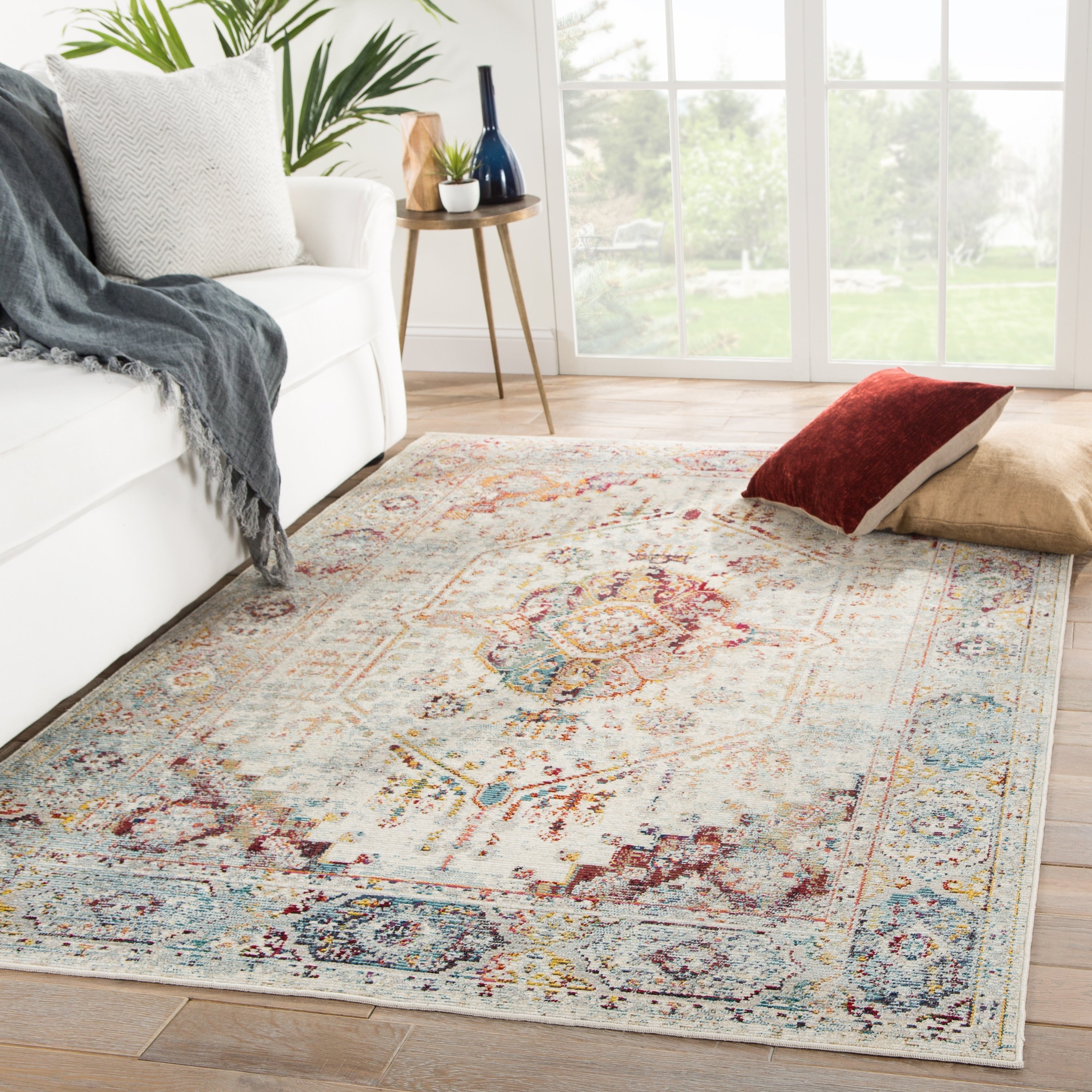 Sumaya Indoor Outdoor Medallion Multicolor Orange Area Rug