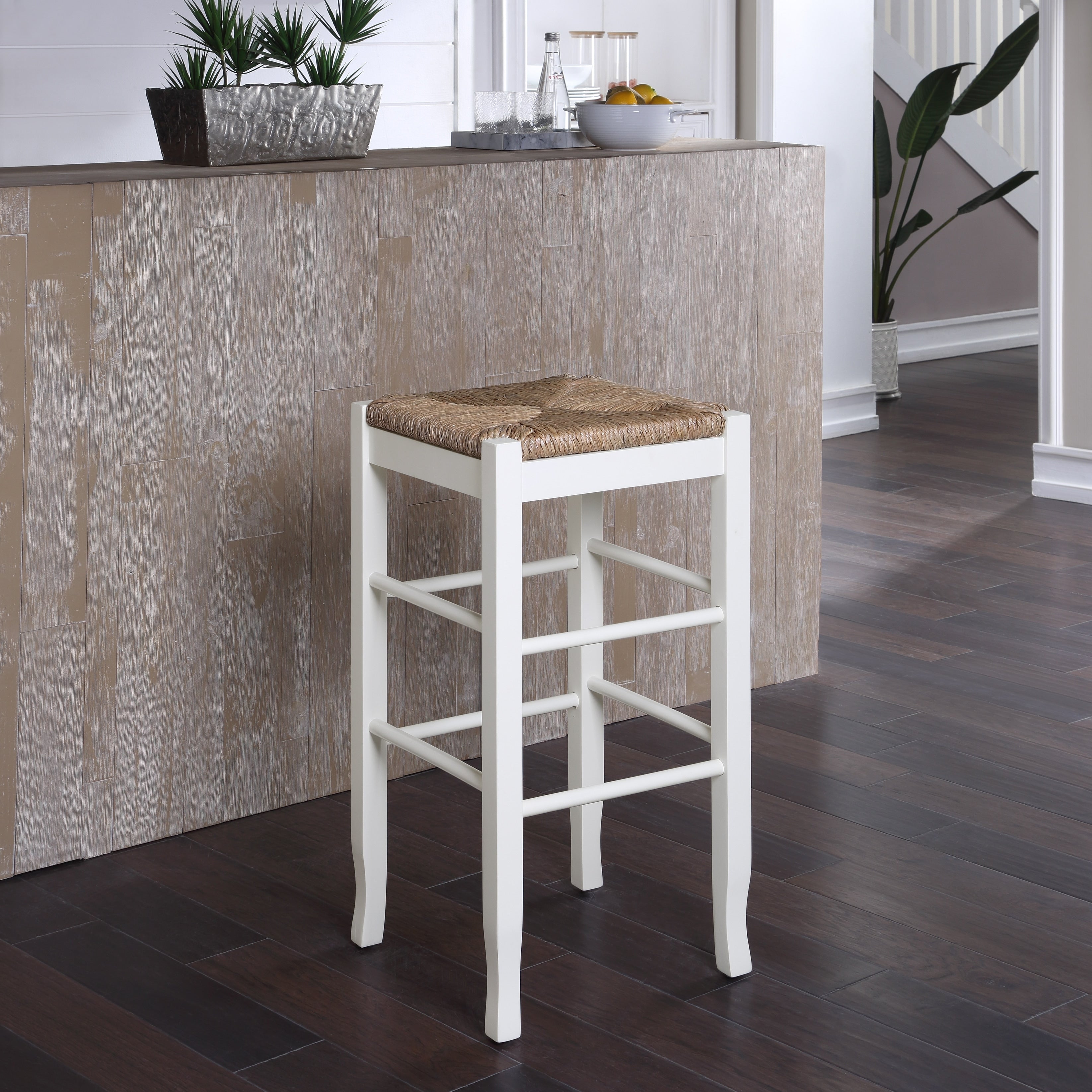 The Curated Nomad Slaot Woven 29 Inch Square Counter Stool