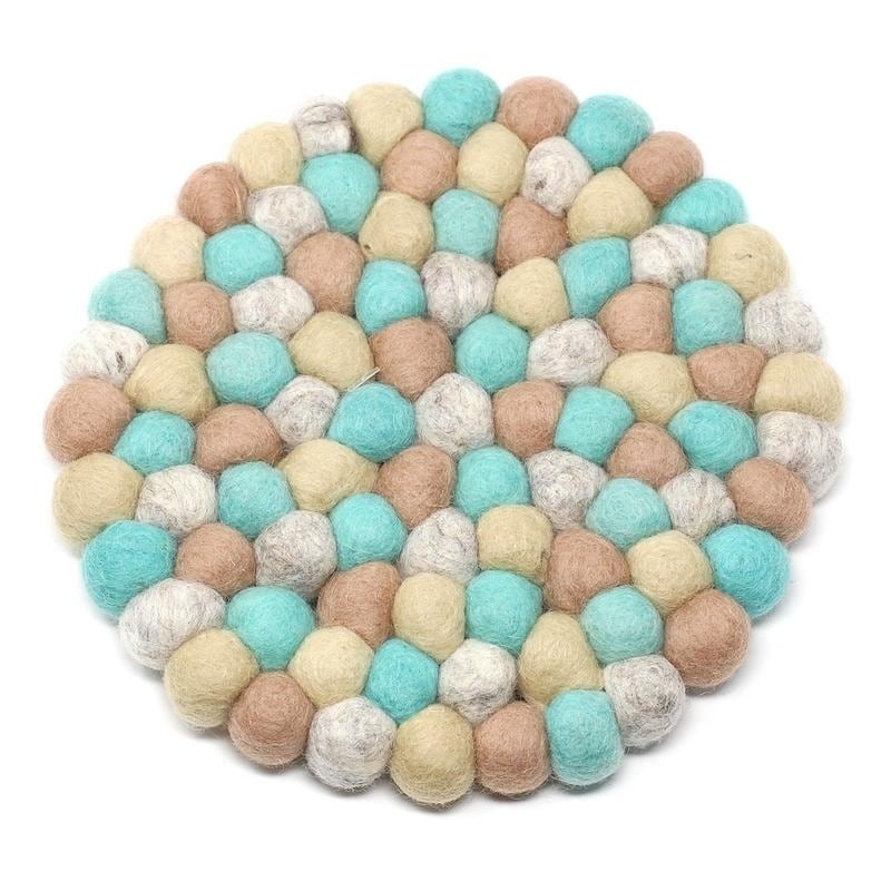 The Curated Nomad Southard Handmade Colorful Felt Ball Trivet